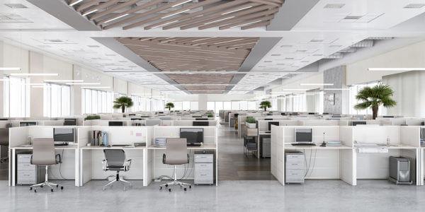Modern office of open space plan with no people
